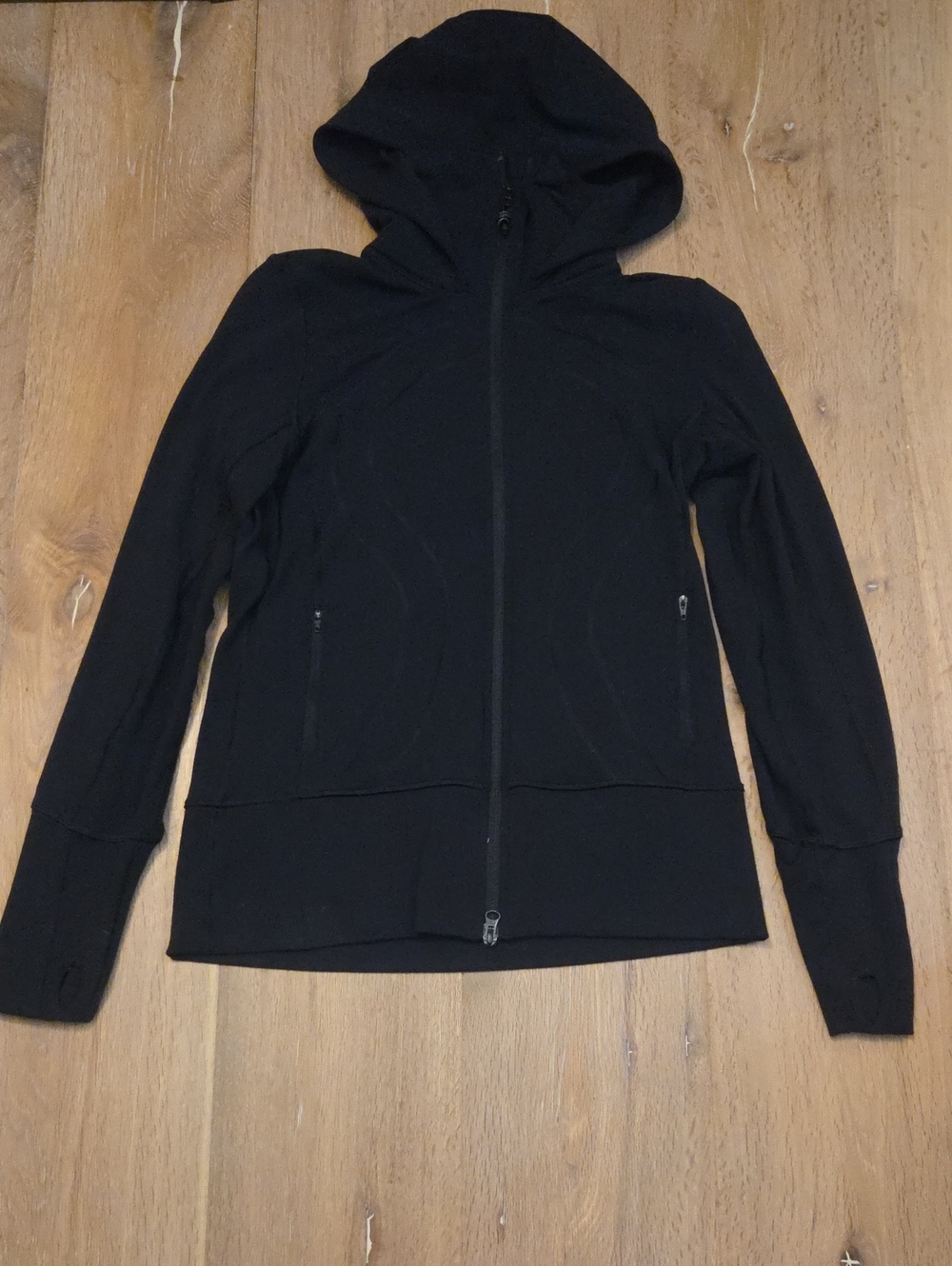 Lululemon Stride? Jacket Black Full Zip Cowl Neck Hooded Thumbholes 8